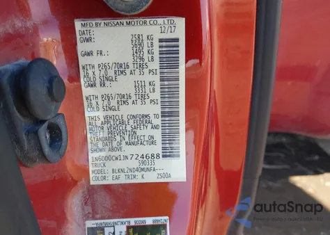 2018 Nissan Frontier Sv from USA, damaged, VIN 1N6DD0CW1JN724688